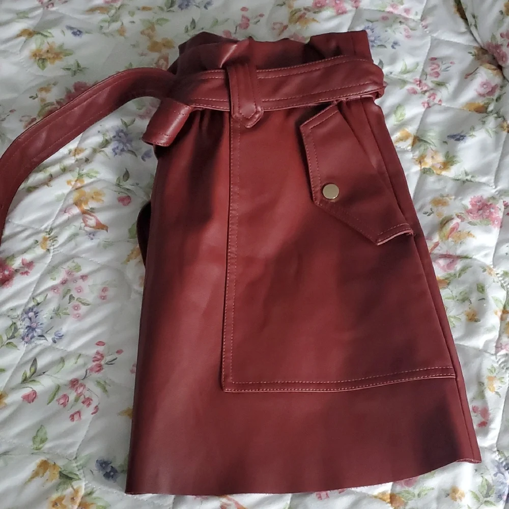 Zara Elegant Burgundy Women's Skirt M - Picture 5 of 6